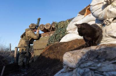 Позиции украинских военных у линии разграничения сторон в Донецкой области. Фото © ТАСС / AP Photo / Andriy Dubchak
